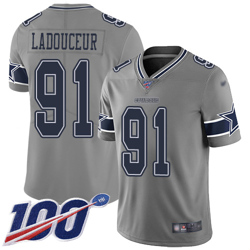 Men Dallas Cowboys Limited Gray L. P. Ladouceur #91 100th Season Inverted Legend NFL Jersey->dallas cowboys->NFL Jersey